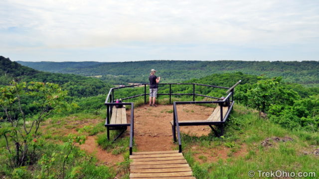 Deb in the observation area checking out the view